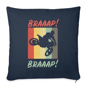 Motocross rétro Supercross MX - Housse de coussin décorative 45 x 45 cm - bleu marine - Devant