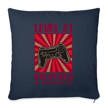 21ème anniversaire niveau 21 gamer gamer anniversaire - Housse de coussin décorative 45 x 45 cm - bleu marine - Devant