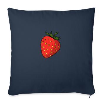 Baies de fraises - Housse de coussin décorative 45 x 45 cm - bleu marine - Devant