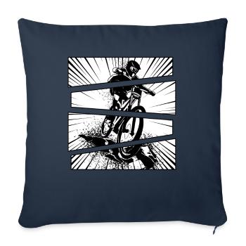 Vélo sport VTT tout-terrain split - Housse de coussin décorative 45 x 45 cm - bleu marine - Devant