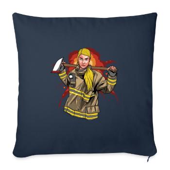 Pompier pompier pompier - Housse de coussin décorative 45 x 45 cm - bleu marine - Devant