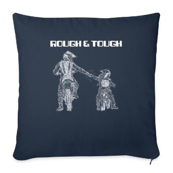 Croquis de motocross père et fils Hart et Taff - Housse de coussin décorative 45 x 45 cm - bleu marine - Devant