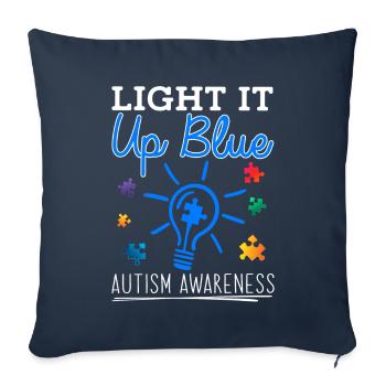 T-shirt Light It Up Mois de sensibilisation à l'autisme bleu - Housse de coussin décorative 45 x 45 cm - bleu marine - Devant