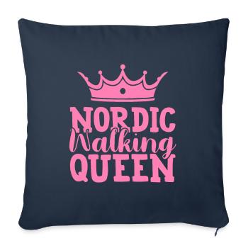 Reine de la marche nordique - Housse de coussin décorative 45 x 45 cm - bleu marine - Devant