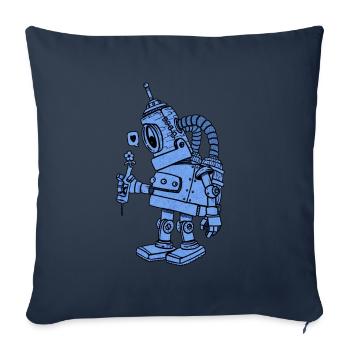 robot amoureux bleu - Housse de coussin décorative 45 x 45 cm - bleu marine - Devant