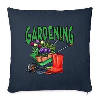 Jardin amis jardinage nature cadeau - Housse de coussin décorative 45 x 45 cm - bleu marine - Devant