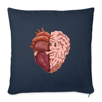 Funny heart love brain mind teamwork - Sofa pillowcase 17,3'' x 17,3'' (45 x 45 cm) - navy - Front