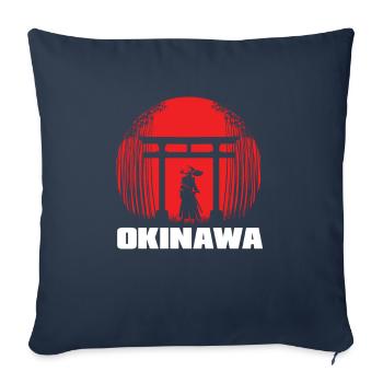 Art japonais Okinawa Japon - Housse de coussin décorative 45 x 45 cm - bleu marine - Devant