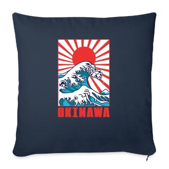 Grande vague De Kanagawa Okinawa Japon - Housse de coussin décorative 45 x 45 cm - bleu marine - Devant