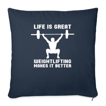 Weightlifting weightlifter barbell - Sofa pillowcase 17,3'' x 17,3'' (45 x 45 cm) - navy - Front