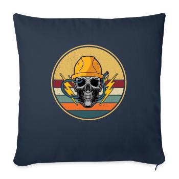 Électricien rétro technicien en électronique maître électricien - Housse de coussin décorative 45 x 45 cm - bleu marine - Devant