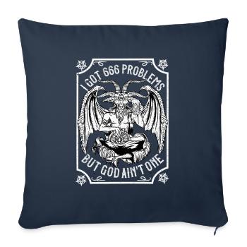 I Got 666 Problems But God Ain’t One - Satanic - Housse de coussin décorative 45 x 45 cm - bleu marine - Devant