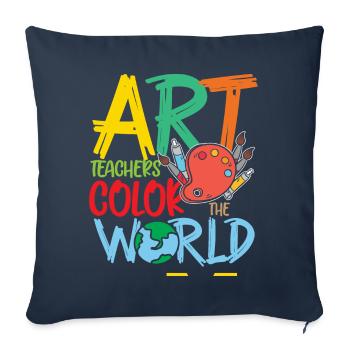 Les professeurs d’art colorent le monde - Housse de coussin décorative 45 x 45 cm - bleu marine - Devant