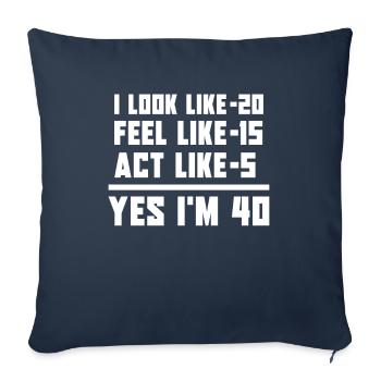 Cadeau 40e anniversaire - Quarantième 40 ans - Housse de coussin décorative 45 x 45 cm - bleu marine - Devant