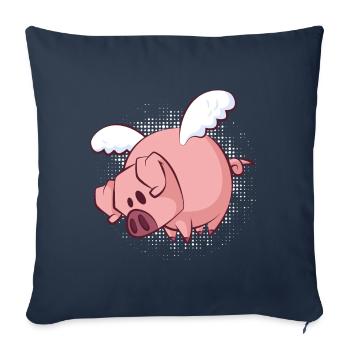 Funny flying pig - Housse de coussin décorative 45 x 45 cm - bleu marine - Devant