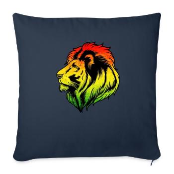 Reggae Musique Lion Rasta Rastafari - Housse de coussin décorative 45 x 45 cm - bleu marine - Devant