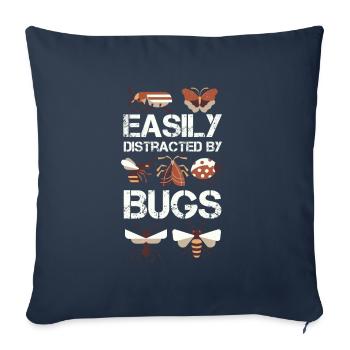 Simplement distrait par les insectes, entomologie - Housse de coussin décorative 45 x 45 cm - bleu marine - Devant