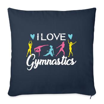 I love gymnastics shirts for women - Housse de coussin décorative 45 x 45 cm - bleu marine - Devant