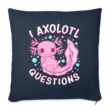 i axolotl questions shirt - axolotl kawaii - Sofa pillowcase 17,3'' x 17,3'' (45 x 45 cm) - navy - Front
