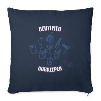 Barman certifié, Bartender - Housse de coussin décorative 45 x 45 cm - bleu marine - Devant