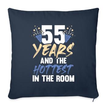 55 ans - Housse de coussin décorative 45 x 45 cm - bleu marine - Devant