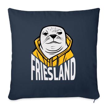 Friesland, naughty seal with Frisian ore - Sofa pillowcase 17,3'' x 17,3'' (45 x 45 cm) - navy - Front