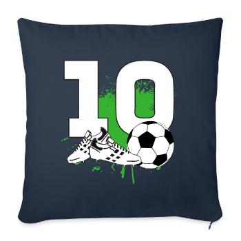 10e anniversaire 10 ans footballeur - Housse de coussin décorative 45 x 45 cm - bleu marine - Devant