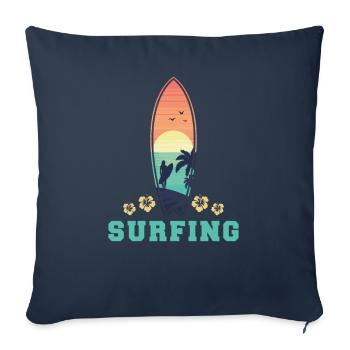 Surfeurs surfeurs - Housse de coussin décorative 45 x 45 cm - bleu marine - Devant