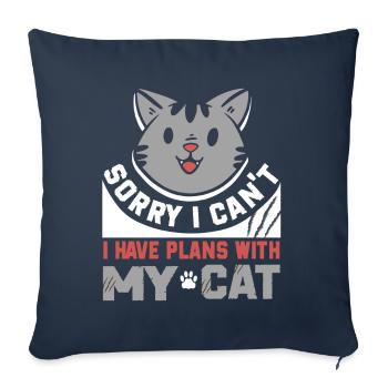 Chat locatif chat de la maison - Housse de coussin décorative 45 x 45 cm - bleu marine - Devant