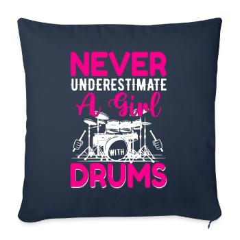 Funny Women Drums Drummer Gift - Sofa pillowcase 17,3'' x 17,3'' (45 x 45 cm) - navy - Front
