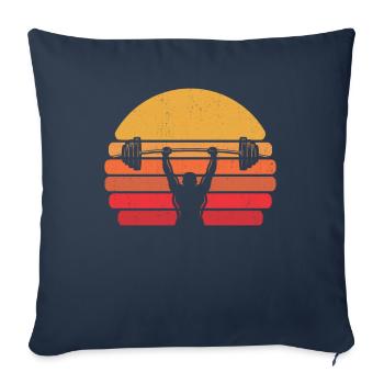 Rétro triangle de force vintage Powerlifting - Housse de coussin décorative 45 x 45 cm - bleu marine - Devant