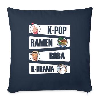 K-Pop Kpop K-Drama Korean Pop Musique - Housse de coussin décorative 45 x 45 cm - bleu marine - Devant