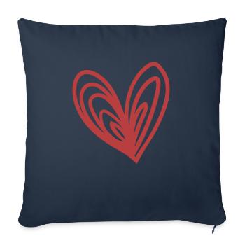 Coeur dessiné, Preuve romantique de l’amour - Housse de coussin décorative 45 x 45 cm - bleu marine - Devant