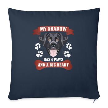 Mon ombre a quatre pattes, labrador noir, - Housse de coussin décorative 45 x 45 cm - bleu marine - Devant