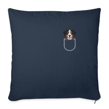 Chien de sennenhund bernois dans la poche thoracique - Housse de coussin décorative 45 x 45 cm - bleu marine - Devant