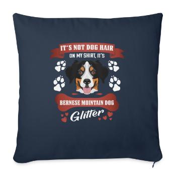 Chien de chien de chien bernois paillettes - Housse de coussin décorative 45 x 45 cm - bleu marine - Devant