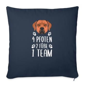 Équipe 4 Pattes 2 Pieds 1, Rhodesian Ridgeback - Housse de coussin décorative 45 x 45 cm - bleu marine - Devant