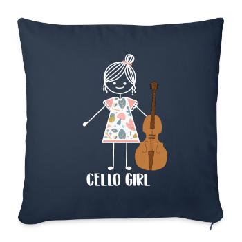 Violoncelle Violoncelliste Cellistin - Housse de coussin décorative 45 x 45 cm - bleu marine - Devant