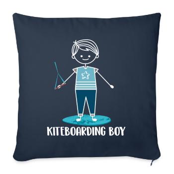 Kitesurf Kiteboard Kite Kite Kiten - Housse de coussin décorative 45 x 45 cm - bleu marine - Devant