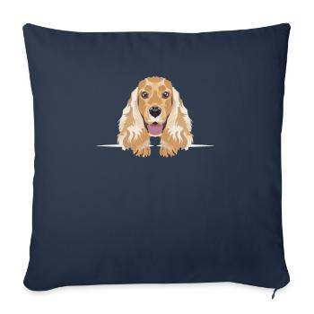 Cocker anglais souriant Spaniel - Housse de coussin décorative 45 x 45 cm - bleu marine - Devant