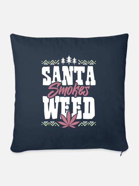 Santa Smokes Weed - Sofakissenbezug 45 x 45 cm - Navy