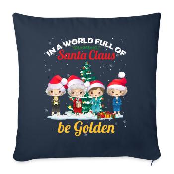 Dans un monde plein de Père Noël, soyez dorés - Housse de coussin décorative 45 x 45 cm - bleu marine - Devant