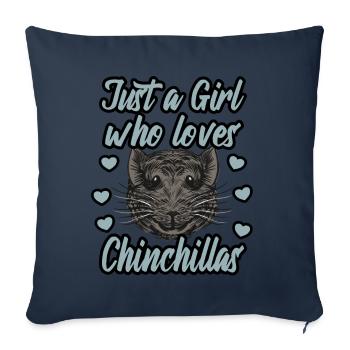 Juste une fille qui aime les chinchillas - Housse de coussin décorative 45 x 45 cm - bleu marine - Devant