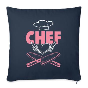 chef cuisinier - Housse de coussin décorative 45 x 45 cm - bleu marine - Devant