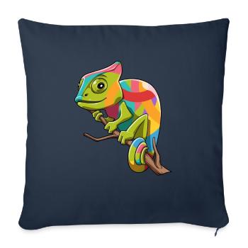 Iguanes caméléons élevant des reptiles - Housse de coussin décorative 45 x 45 cm - bleu marine - Devant