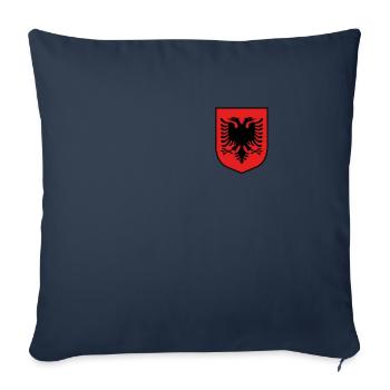 Drapeau albanais Aigle à deux têtes Albanais albanais - Housse de coussin décorative 45 x 45 cm - bleu marine - Devant