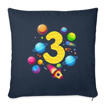 3ème anniversaire Garçons 3 ans Planète Anniversaire - Housse de coussin décorative 45 x 45 cm - bleu marine - Devant