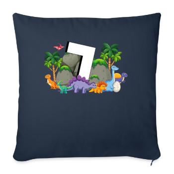 7th Birthday 7 Years Dino Dinosaur Fan - Sofa pillowcase 17,3'' x 17,3'' (45 x 45 cm) - navy - Front