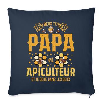 Papa Apiculteur Homme Abeilles Abeille Apiculture - Housse de coussin décorative 45 x 45 cm - bleu marine - Devant