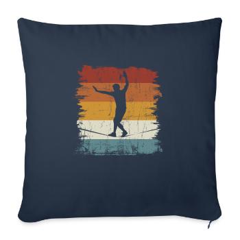 Slackline rétro vintage - Housse de coussin décorative 45 x 45 cm - bleu marine - Devant